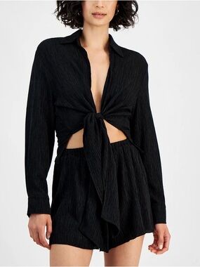 NWT Set Bar III Textured Tie Front Shirt & Shorts